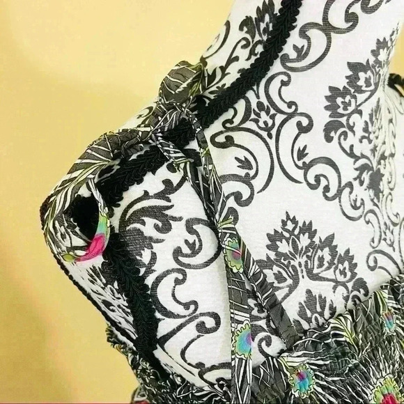 Liberty of London Tier Fit Flare “Peacock” Spaghetti Strap Sun Dress Size M - Picture 7 of 12